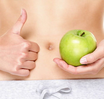 Eating healthy apple fruits is good for stomach digestion and health.