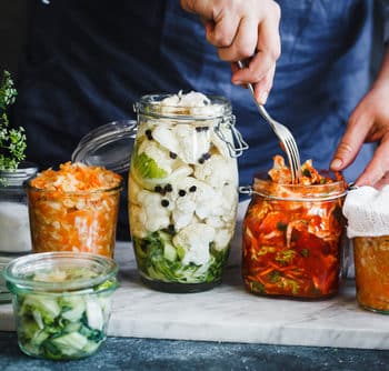 Fermented preserved vegetarian food concept.